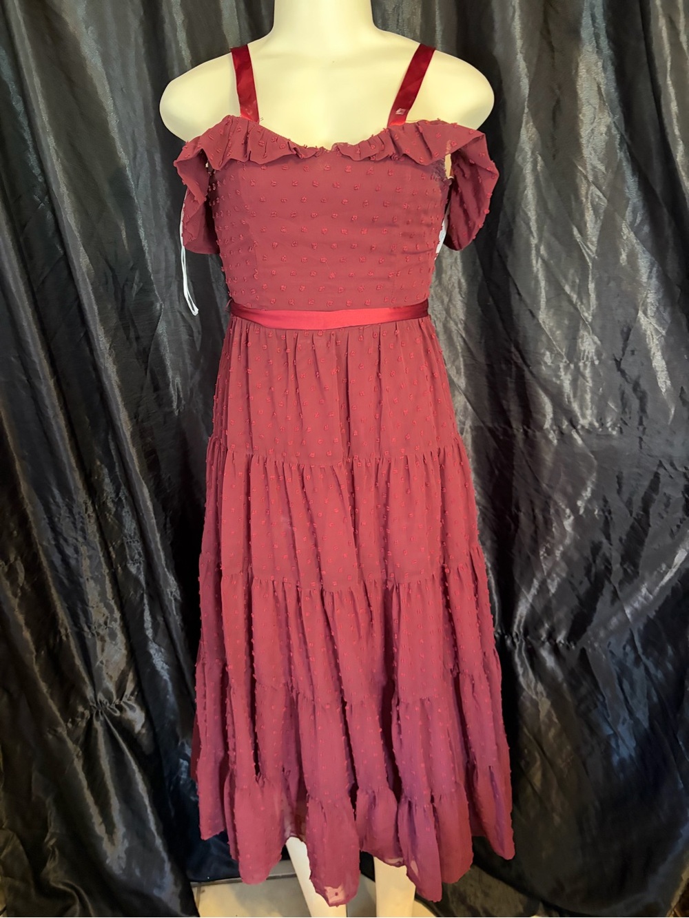 Lulu's Burgundy Ruffle Tiered Maxi Dress